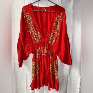 Free People Boho Embroidered Pineapple Dress Size M